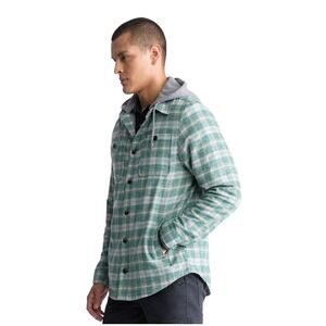 Buffalo David Men's Jakeim Plaid Flannel Hooded Shirt-Jacket Rain Forest size L‎